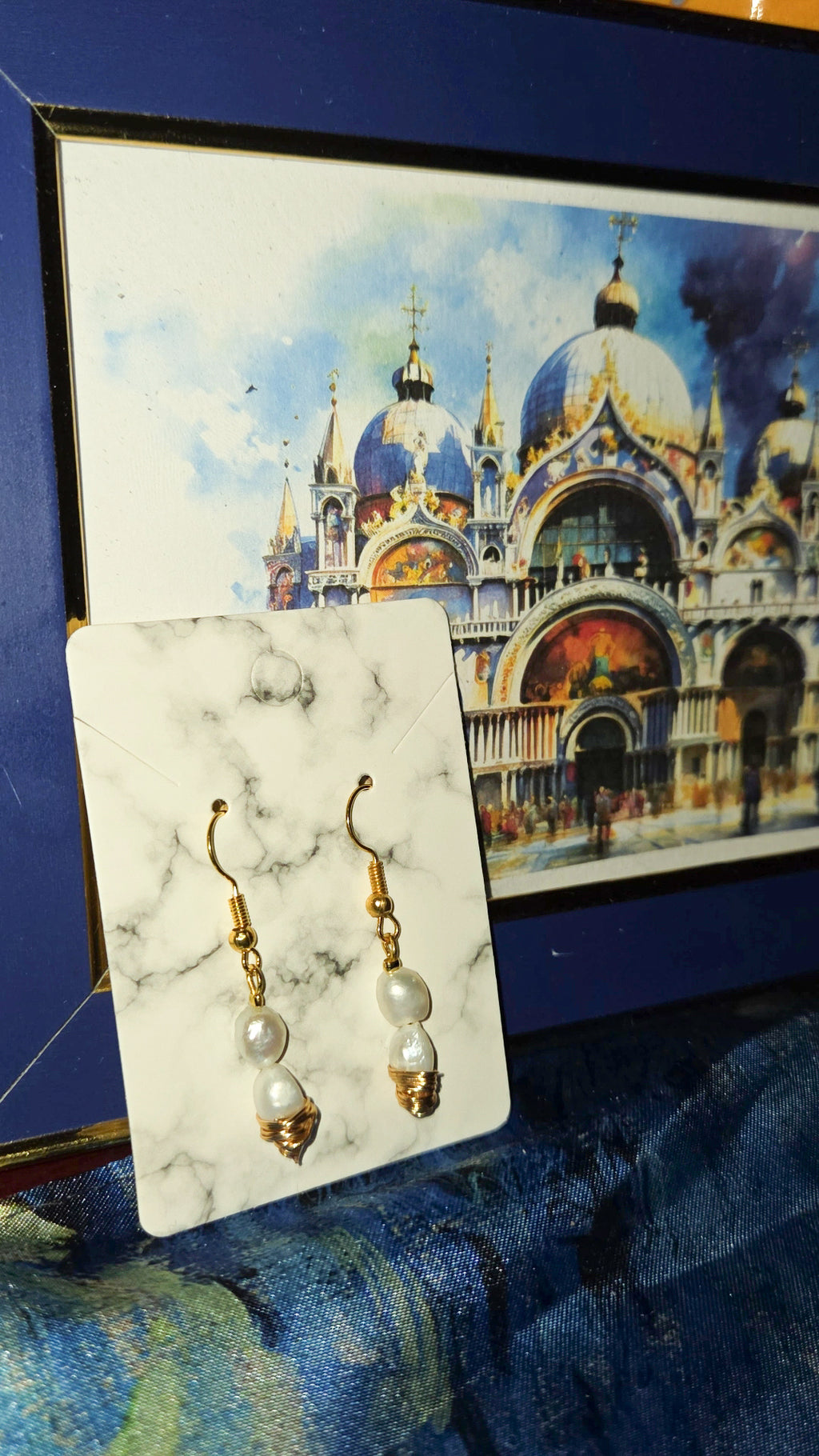 Handmade wire wrap earing with Fresh water pearls